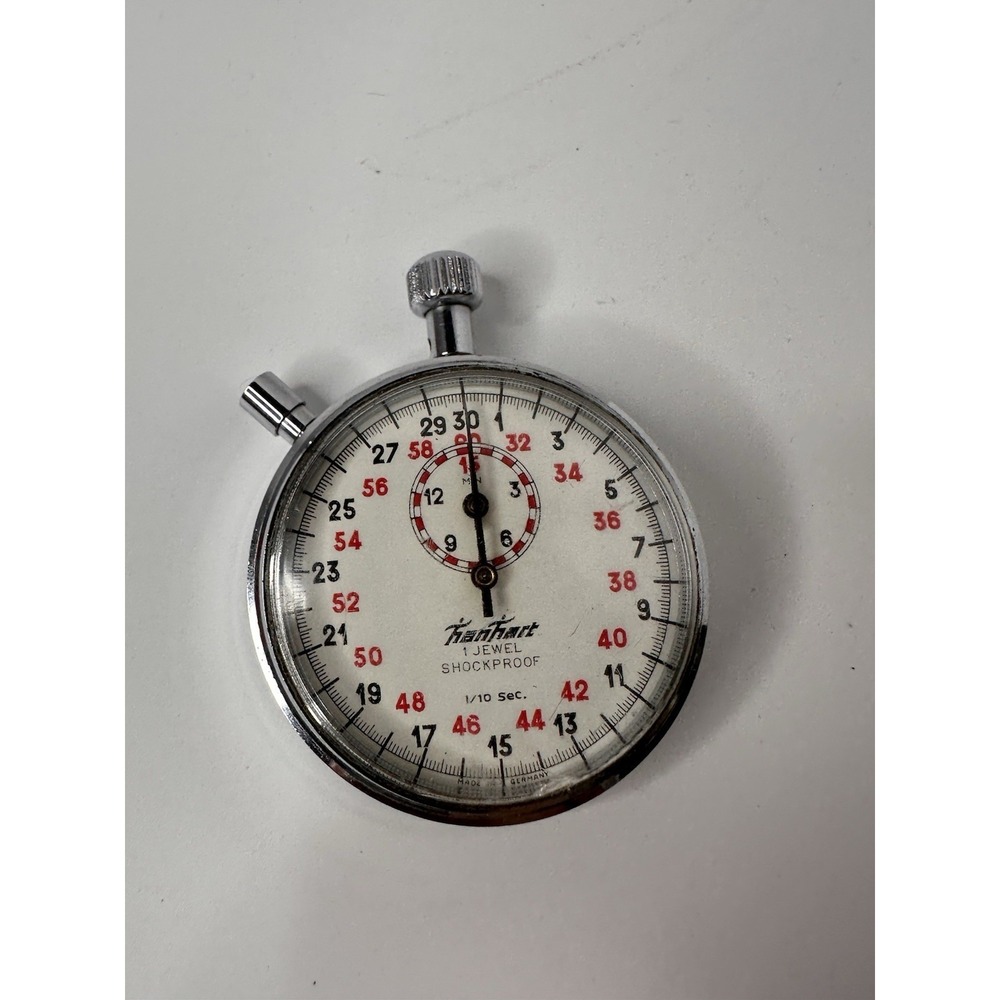 Vintage Hanhart 1 Jewel Mechanical Stopwatch 1/10 Sec Shockproof Germany Works